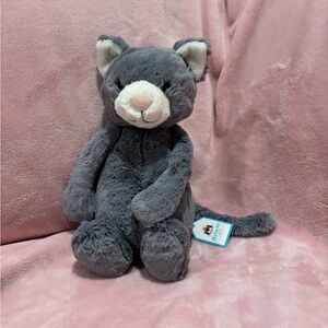 Jellycat BASHFUL KITTEN BNWT Medium Grey Tail